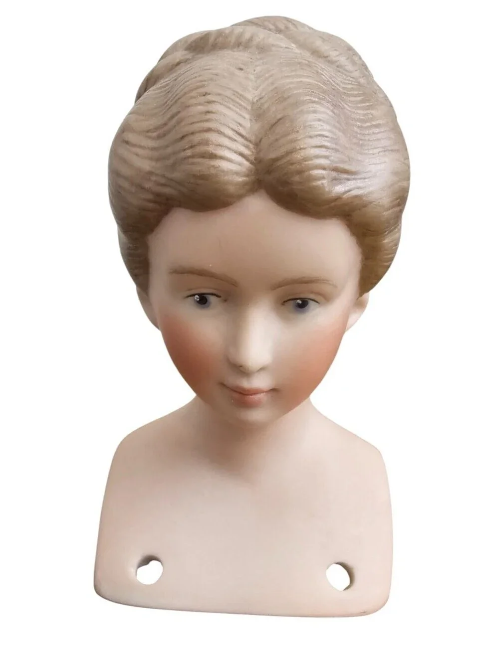 Vintage Hand Painted Bisque Doll Bust Head 